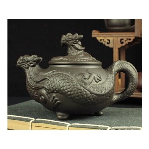 Chinese Dragon Kung Fu Tea Set,Yixing Purple Clay Teapot high-grade tea pot,handicraft 300ml Large Size teapot