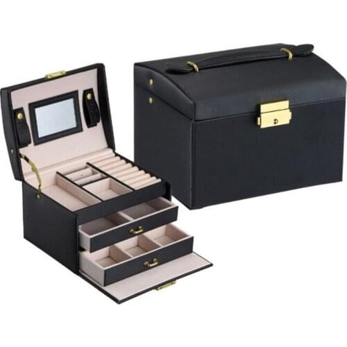 1PC Leather Jewelry Storage Box Exquisite Makeup Case Jewelry Organizer Container Jewelry Casket Box Graduation Birthday Gift