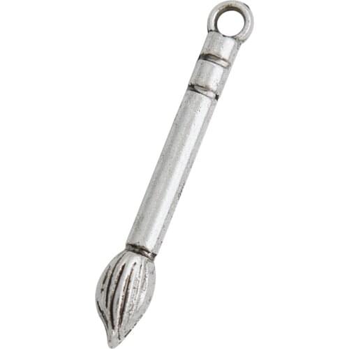 RAINXTAR Fashion Antique Silver Color Alloy Chinese Calligraphy Pen Charms For School Students 5*30mm 100pcs AAC1535