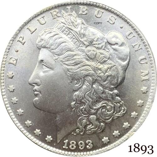 United States Of America 1893 Morgan One Dollar US Coin Liberty Cupronickel Silver Plated In God We Trust Copy Coin
