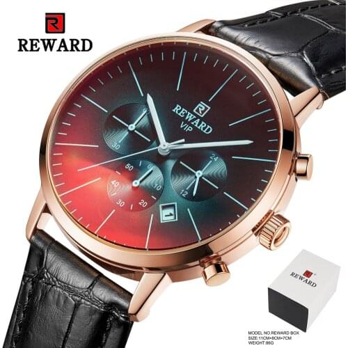 Reward Mens Watches Rose Gold Analog Relogio Masculino Color Bright Glass Chronograph Fashion Sports Watch Men Waterproof Clock