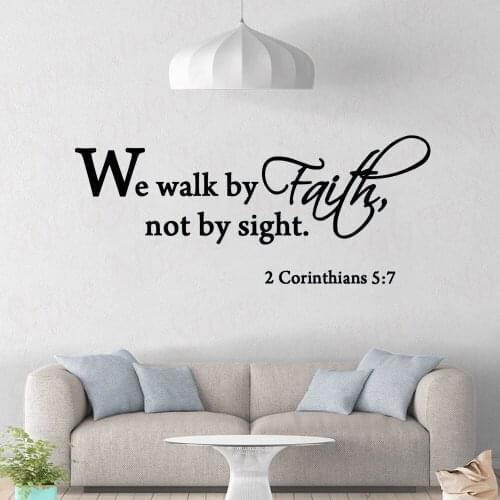 Wall Sticker We Walk By Faith Not By Sight Bible Decal Christian Scripture Wall Decor WL1776