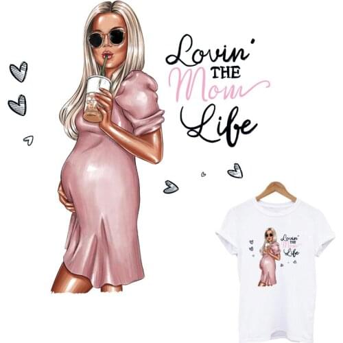 Loving The Mom Life Patches For Clothing Print-On T-Shirt Hoodies Thermal Heat Transfer Sticker On Clothes Decoration Applique