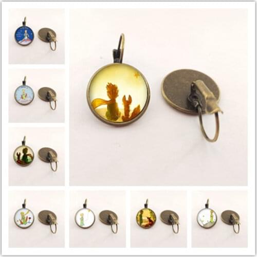 New Arrival Le Petit Prince Round Stud Earring The Little Prince Jewelry Fairy Tale Glass Cabochon Womens Earrings