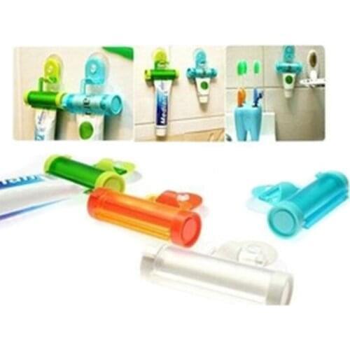Plastic Rolling Tube Squeezer Toothpaste Dispenser Sucker Holder Dental Cream Bathroom Manual Syringe Gun Dispenser