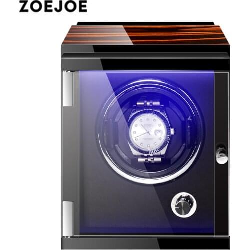 ZOEJOE Automatic Watch Winder for Luxury Watches with Light Winding Boxes Mens Wooden Shaker
