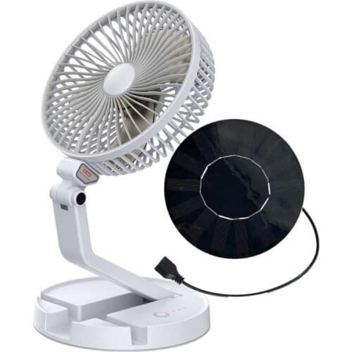 Solar Fan Portable Folding Table Lamp Fan Rechargeable 7 inch Ventilated Camping Multifunctional USB Fan