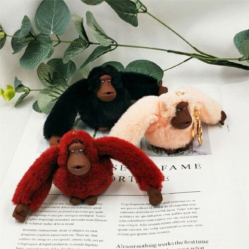 Fluffy Monkey Plush Toys Keychain Faux Fur Cartoon Childrens Birthday Stuffed Toy Key Ring Animal Pendant Doll Kids Gift