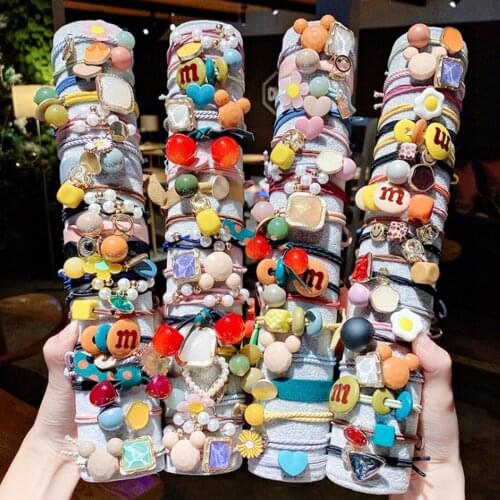 1Pack Women Elastic Hair Bands Pearls Fashion Girls Scrunchies Ponytail Holder Rubber band Hair Rope Hair Accessories Headdress