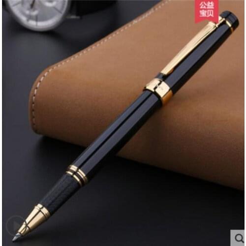 Pimio 917 Luxury Black and Silver Clip Roller Ball Pen with 0.7mm Black Ink Refill with Original Gift Box Ballpoint Gift Pens