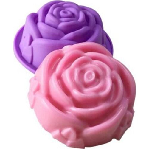 Rose Flower Shape Silicone Soap Mold Round Chocolate Tray Craft Cake Form Homemade Soap Making DIY Candle Moulds