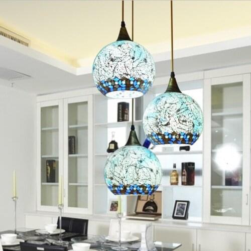Mediterranean Bohemian Style Glass Lampshade Pendant Light Suspended Luminaire Corridor For Bedroom Lamp luminaire