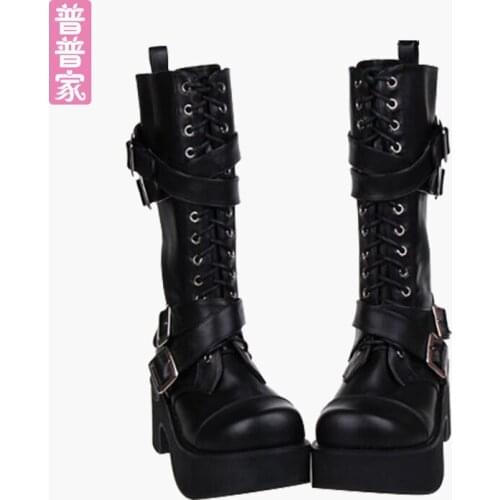 Princess sweet punk shoes spring Boot punk boots cool girl and fashion cross strap with thick bottom Muffin women pu7002