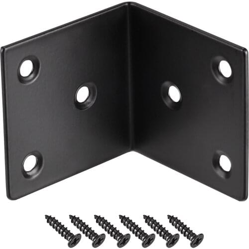 Uxcell Corner Brace Angle Bracket Fastener Stainless Steel L Shape 50mmx50mmx50mm Black with Screws, 10 Pcs