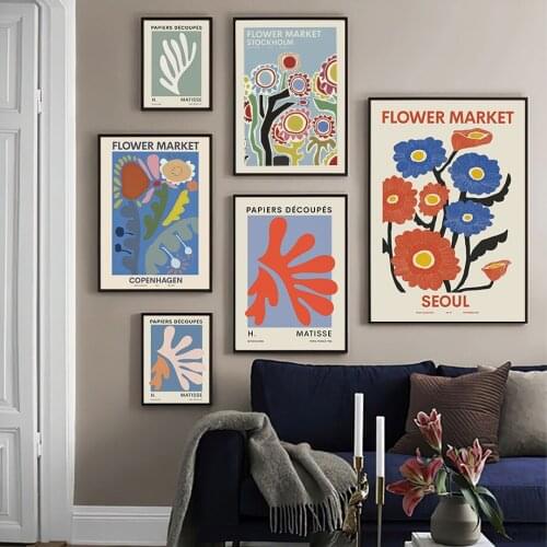 Vintage Flower Market Leaf Color Abstract Wall Art Canvas Painting Nordic Posters And Prints Wall Pictures For Living Room Decor