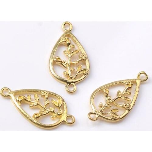 10Pcs 17*22mm Vintage Copper Charms Connector Flower Pendant Handmade DIY Jewelry Accessories