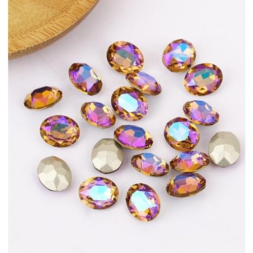 High Quality 6x8mm Oval Loose Stones Drop Shape Crystals Glue On Nails Pointback Rhinestones Red Color Shiny DIY Accessories