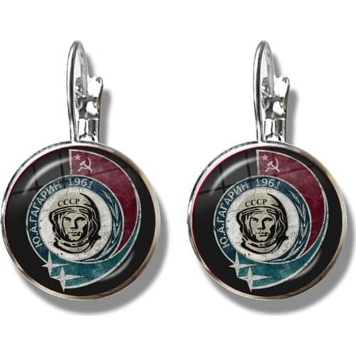 CCCP Soviet Badges Russia French Hook Earrings Space Flight Universe USSR Soviet Communism Symbol Charm Ear Jewelry For Women