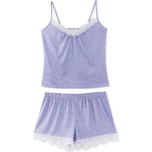 Neatie kiddie Sexy Nightwear Print Women Home Pajamas Sets Floral Print Sleeveless V-neck Strap Camis Tops Lace Patchwork Shorts