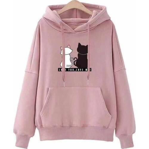 Oversized Cute Print Sweatshirt Hoodies Women 2021 Autumn Long Sleeve Plus Velvet Winter Basic Hooded Tops Casual Thicken Hoody
