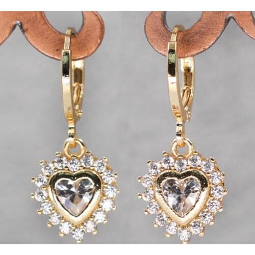 Fashion Jewelry Earrings For Women Pendientes Mujer Moda 2019 Luxury Punk Korean Zircon Heart Earrings Anniversary Gift OBS3143