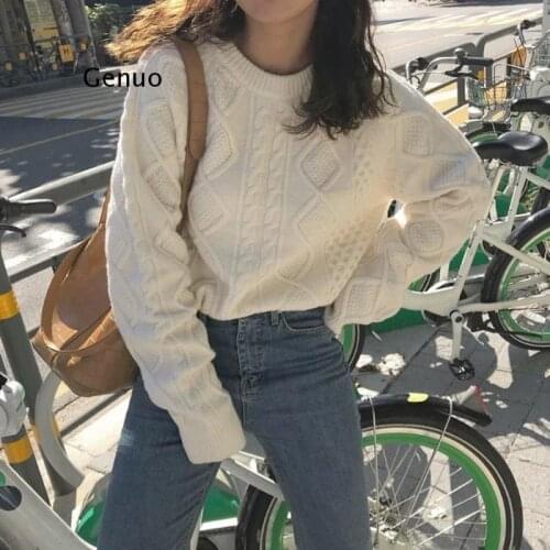 New Sweater Womens Ribbed Knitted Autumn Winter Casual Pullovers Solid Long Sleeve Korean Top Harajuku Black Khaki