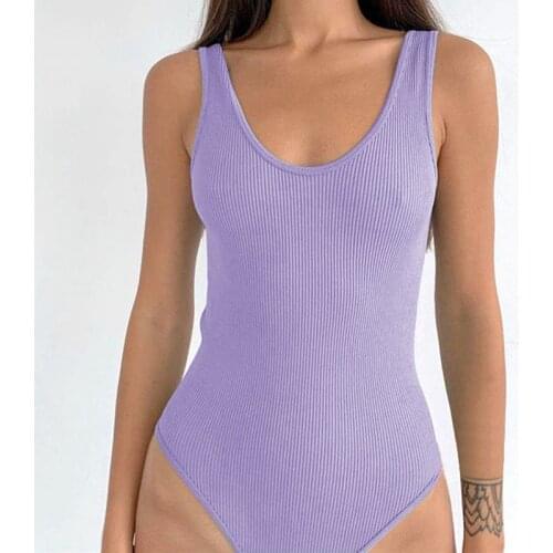 Street Ribbed Bodysuit Romper string sexy Sleeveless White Strappy Bodysuit Sexy Backless Tank Top gloved bodysuit Body Female