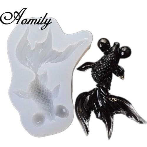 Aomily Golden Fish Crystal Epoxy Resin Mold Silicone Mold Cake Decorating Tools Baking Accessories DIY Aromatherapy Home Decor