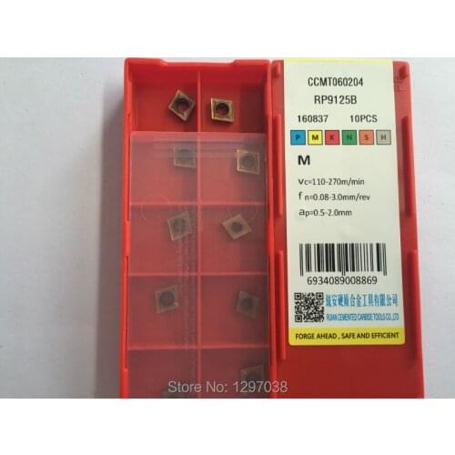 10pcs CNC carbide blade CCMT060204-RP9125B,Apply to cutting Stainless steel