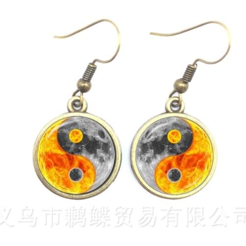 2018 New Taiji Yin Yang Balance Of Nature Drop Earrings Glass Dome Charms Pendant Fashion Gift For Women Girls