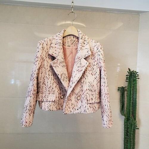 2021 Autumn Chic Womens elegant vintage blazers jackets Hot fashion women tweed short coat B707