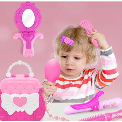 24PCS Pretend Play Kid Make Up Toys Pink Makeup Set Princess Hairdressing Simulation Plastic Toy For Girls Dressing Cosmetic