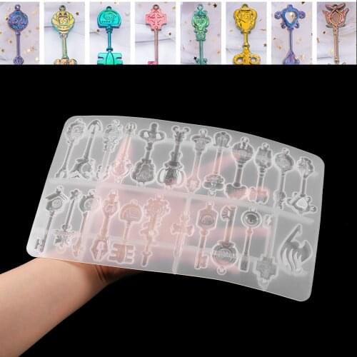 24 Styles Key Shape Pendant Jewelry Silicone Mold DIY Craft Dried Flower Resin Decorative DIY Hand Crafts Jewelry Making Tools