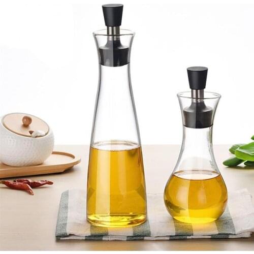 250 / 500MKitchen Accessories High Borosilicate Glass Oil Dispenser Bottles Cruet Storage Pot Cooking Gravy Boats Pourer Spout
