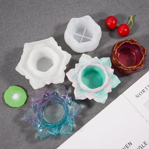 DIY 3D Lotus Candle Holder Silicone Mold Epoxy Resin Flower Candles Holders Mold Craft Decoration Tool DIY At Home Making Tool