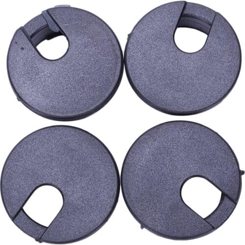 Desk Table Computer Round Shaped Black Cable Grommet Hole Cover 35mm 4Pcs