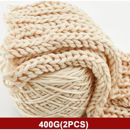 400g Natural Merino Wool Chunky Yarn Felt Wool Roving Soft Yarn for Spinning Hand Knitting Spin Yarn Winter Warm Free Needle