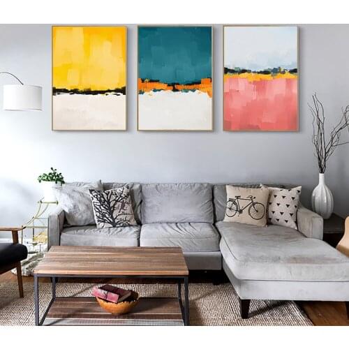 Abstract Pink Blue Yellow Background Wall Art Canvas Painting Nordic Posters and Prints Wall Pictures for Living Room Decoration