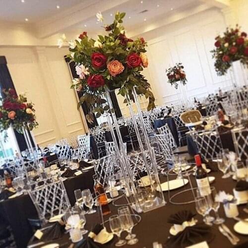 Acrylic Flower Vase Clear 80cm tall )Centerpiece Stand for Wedding Reception Table Decoration Luxury Floral Columns Floor Vases