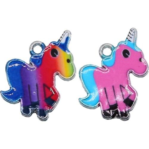 DIY Bracelet Pendant Accessories Fashion Classic Jewelry Finding Colorful Random Unicorn Enamel Alloy Bracelets Charms