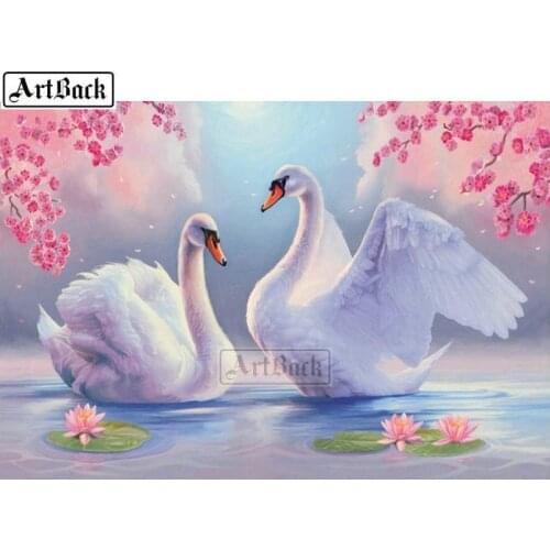 Sale 5d diamond painting swan flowers for home decoration diamond embroidery animal 3d rhinestone mosaic crafts gift