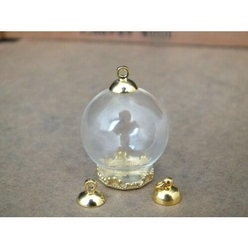 Free ship!! 25x15mm Handmade glass globe ball & 2 shape cap can choose,mini fashion pendant necklace