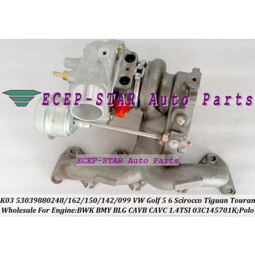 Free Ship K03 53039880248 53039880162 53039880150 Turbo Turbocharger For VW Golf 5 6 Polo Tiguan Touran BWK BLG CAVB VC 1.4L TSI
