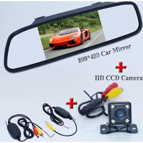 Free shipping 2.4G Wireless Car RearView Camera kit 5" LCD Color Mirror Monitors + Mini Back Up Camera Parking Night Vision
