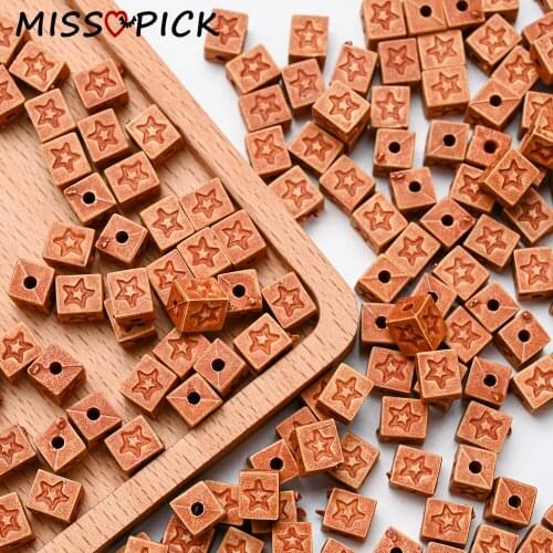 100pcs Acrylic Beads Imitation Wood Square Star Loose Spacer Beads for Jewelry Making DIY Bracelet Necklace Accessories Supplier
