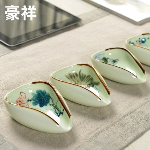 Tea Cha He Handpainted Ceramic Tea Holder For Chinese Porcelain Kung Fu Tea Sets Jingdezhen Celadon Kung Fu Tea Spoon
