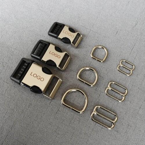 LOGO 10 Sets 15mm 20mm 25mm Laser Engraving Metal Plastic Release D Ring Breakaway Buckle Clasp For Dog Collar DIY Accessories