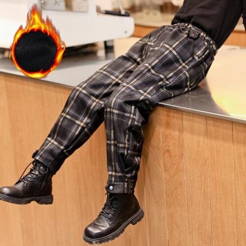 Children Trousers Winter Girls Thick Warm Fleece Pants Fashion Plaid Pants Kids Windproof Trousers Girl Leggings Clothing 3Y-14Y