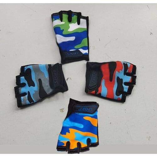 Child Cycling Camouflage Childrens Half Finger Bicycle Gloves High Elastic Non-slip Bike Gloves Riding Equipment