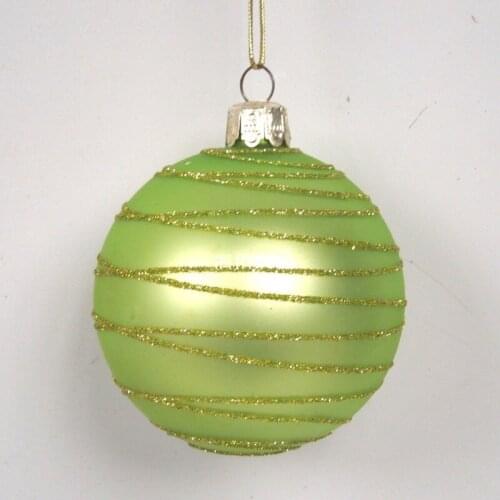 100pcs/pack Diameter=7cm Apple Green Series Glass Globe Christmas Day Decoration Party Supplies Hand Painting Hanging Pendant